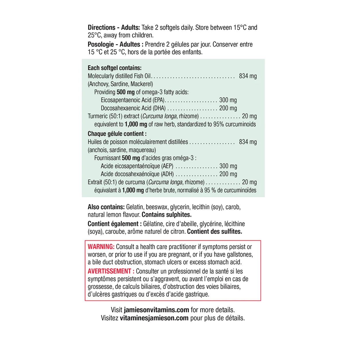 Jamieson Omega-3 + Turmeric Softgels