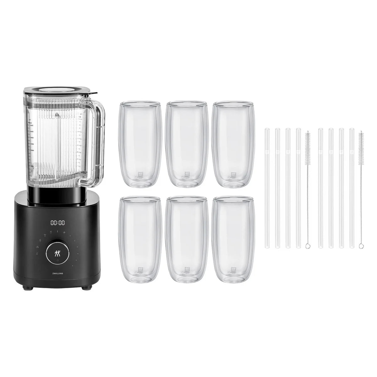 Zwilling Enfinigy Power Blender with Bonus Sorrento Beverage Glass Set and Glass Straws