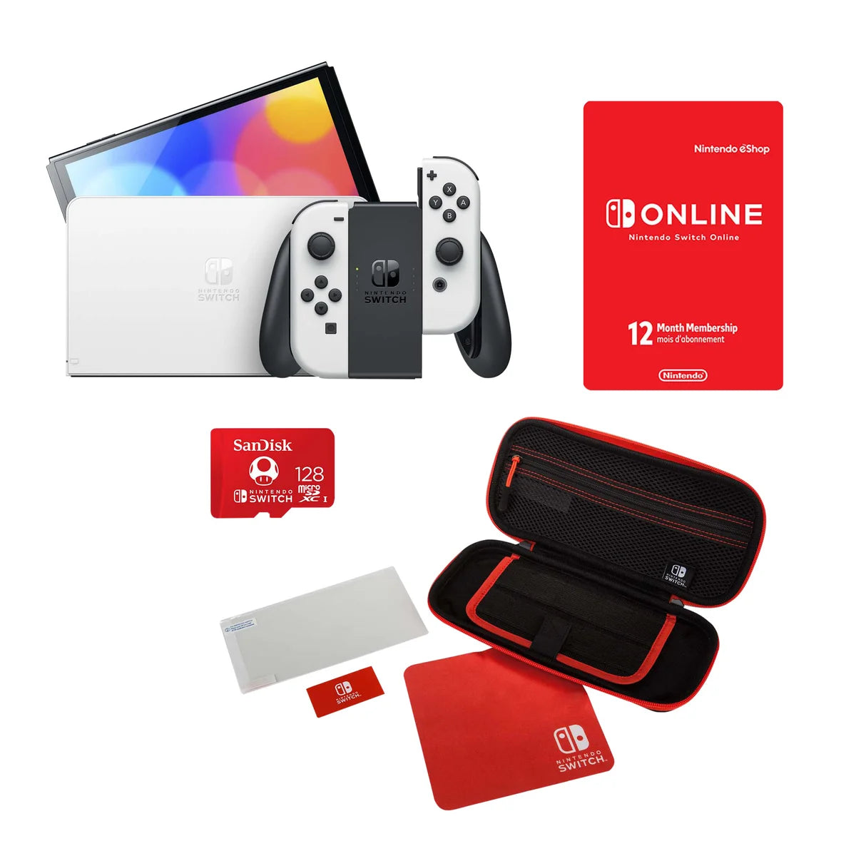 Nintendo Switch OLED White Bundle with 12 Month Family Membership