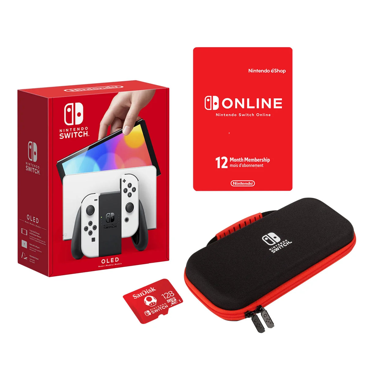 Nintendo Switch OLED White Bundle with 12 Month Family Membership