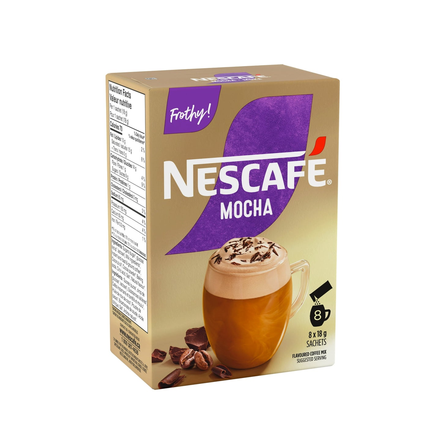 Nescafé Mocha Flavoured Frothy Instant Coffee Mix Single-Serve Sachets