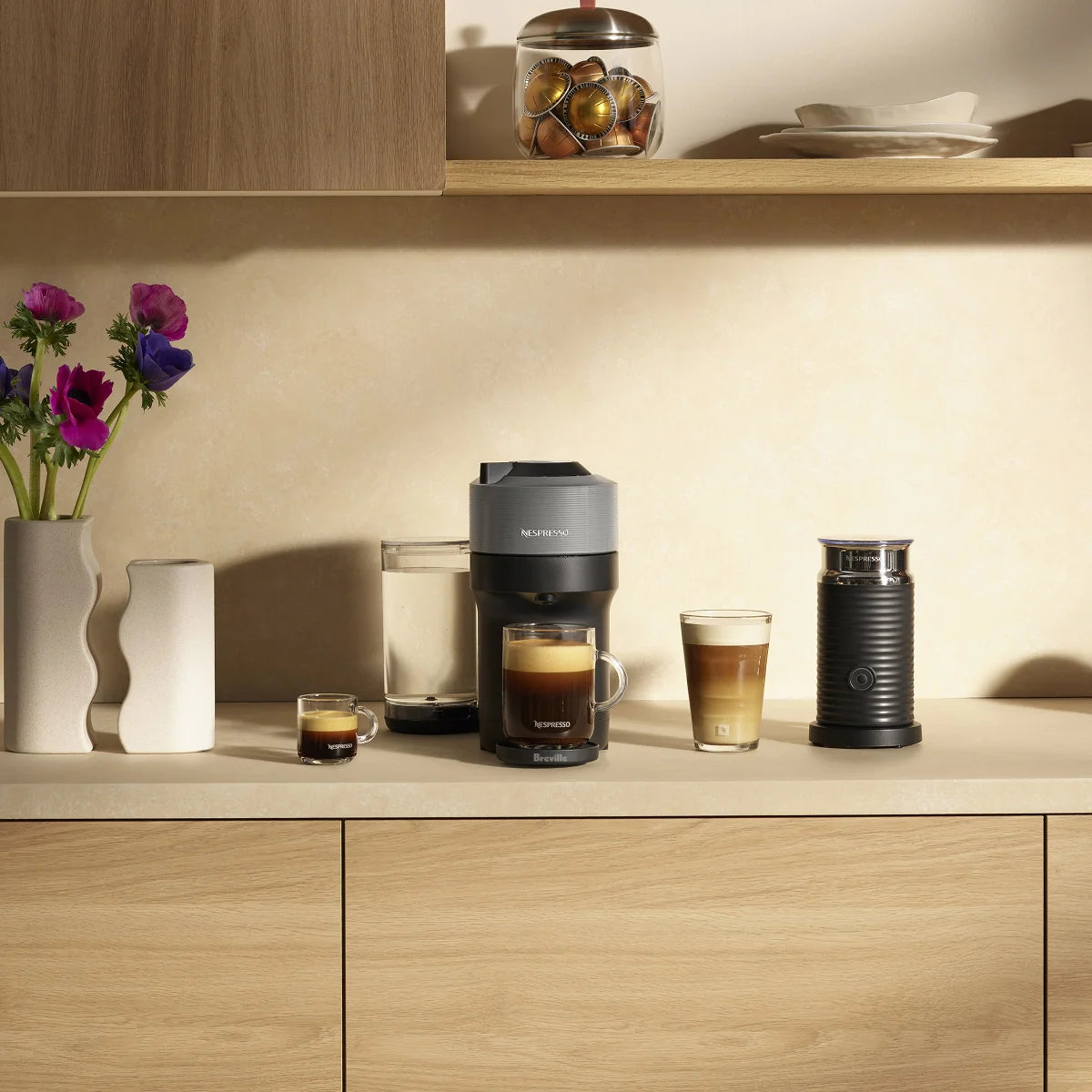 Nespresso Vertuo Pop+ Coffee Pod Machine by Breville with Aeroccino