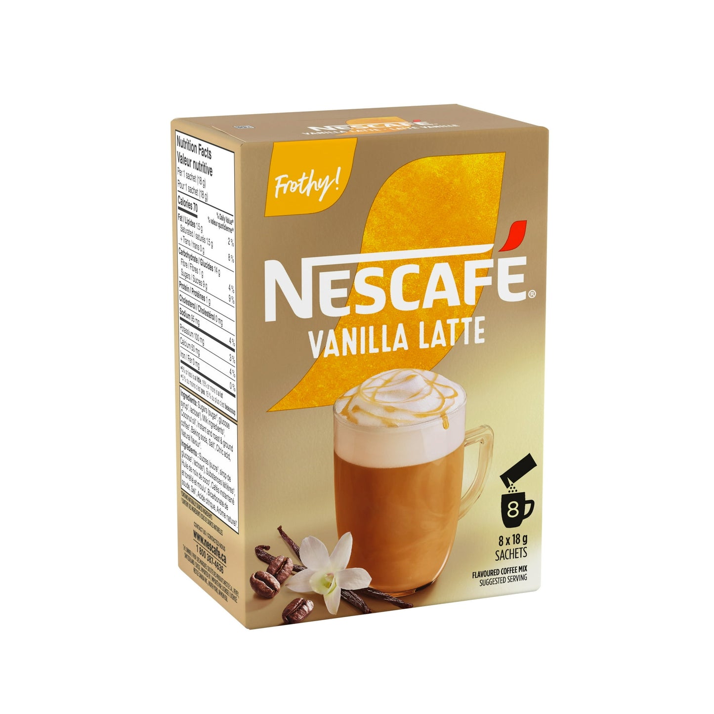 Nescafé Vanilla Latte Frothy Instant Coffee Mix Single-Serve Sachets