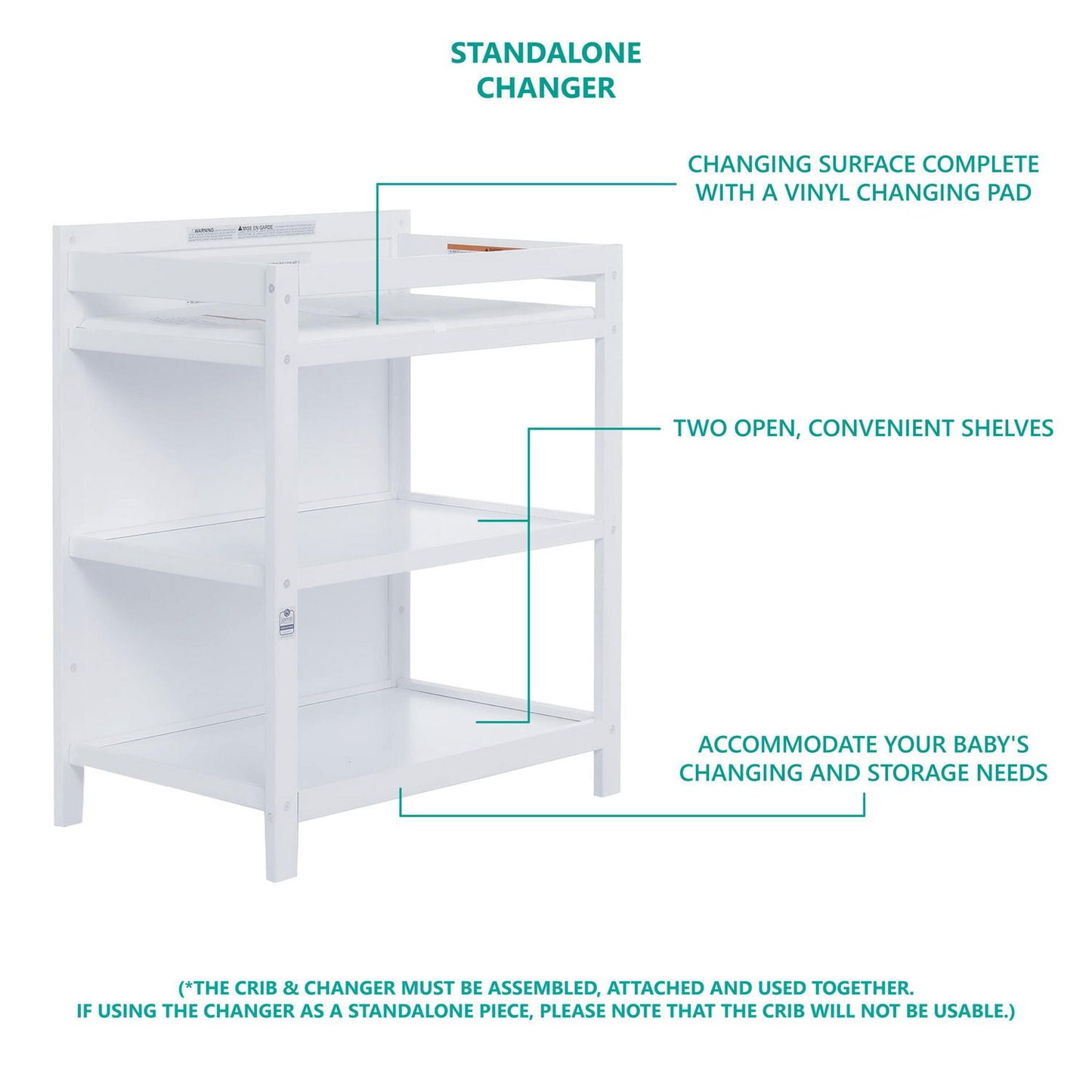 Dream On Me Hamilton 4-in-1 Convertible Crib and Changer