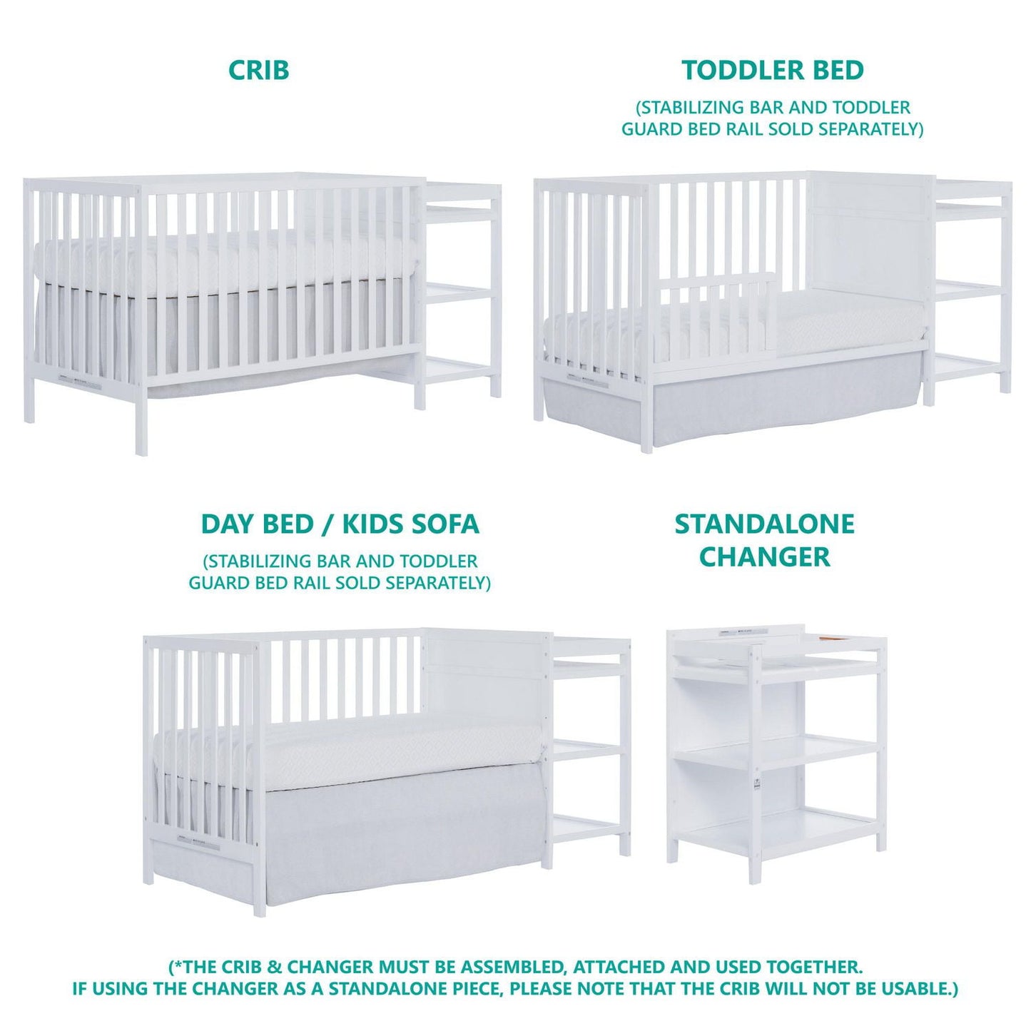 Dream On Me Hamilton 4-in-1 Convertible Crib and Changer