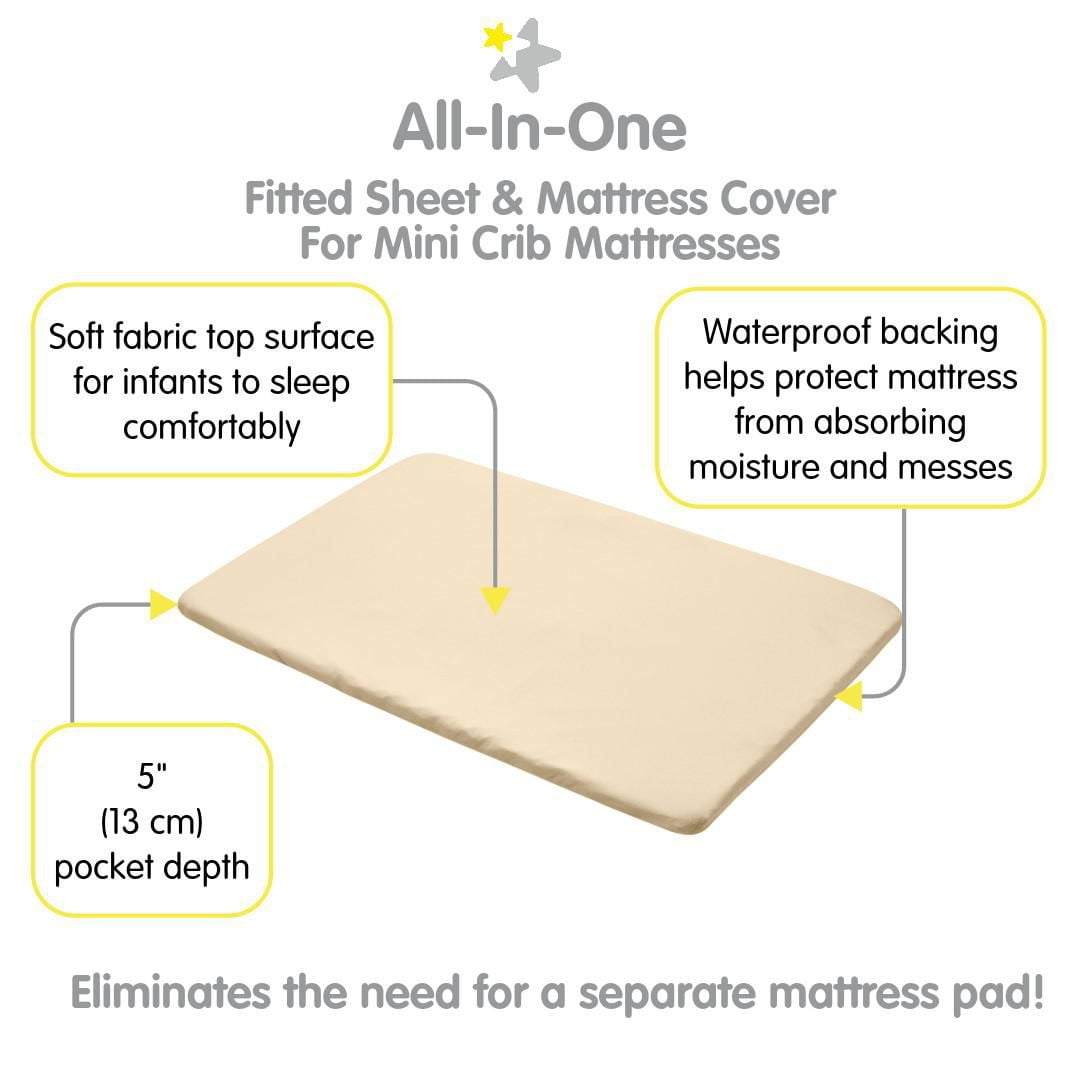 BreathableBaby All-in-One Fitted Sheet & Waterproof Cover For Mini Crib Mattresses