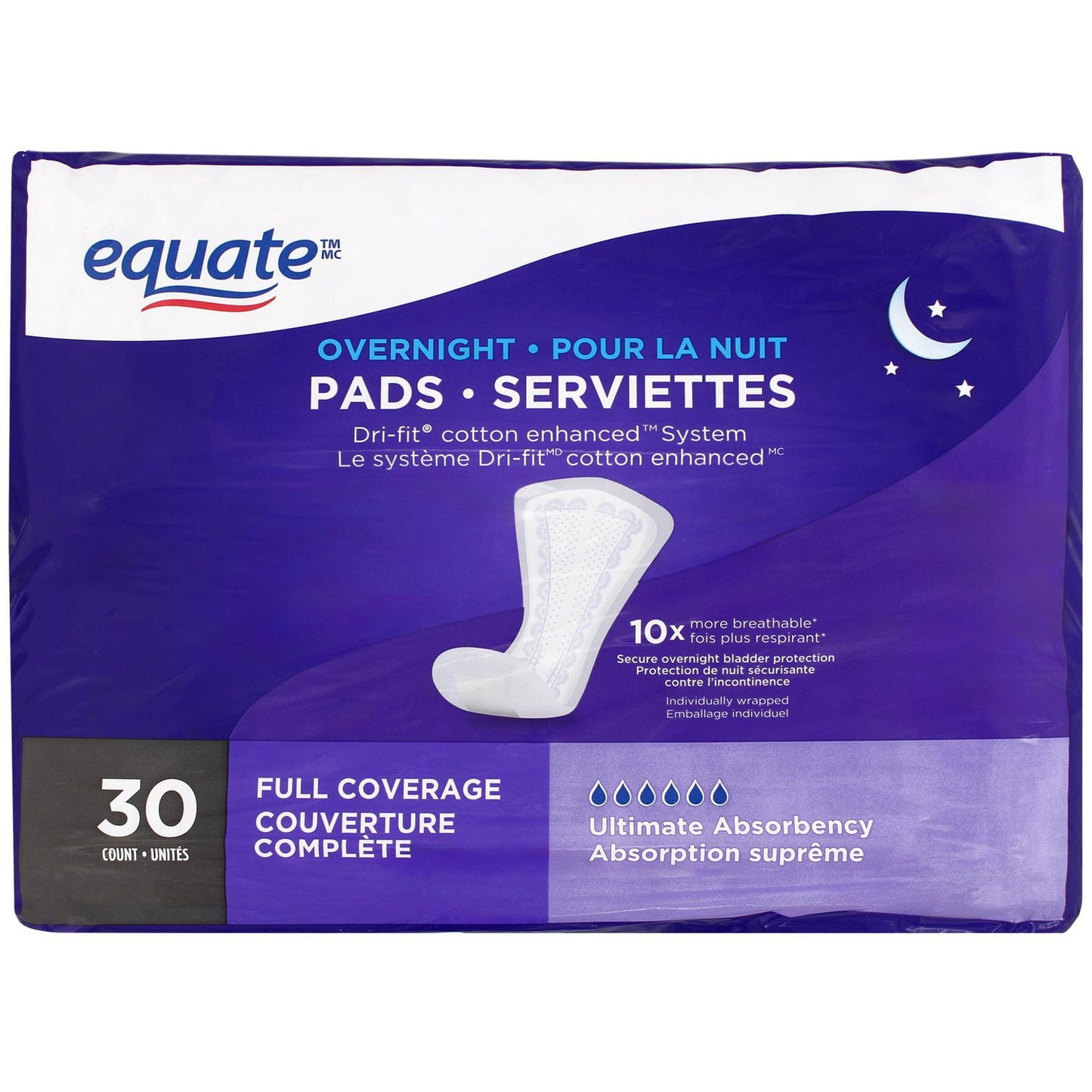 Equate Full Coverage Overnight Pads