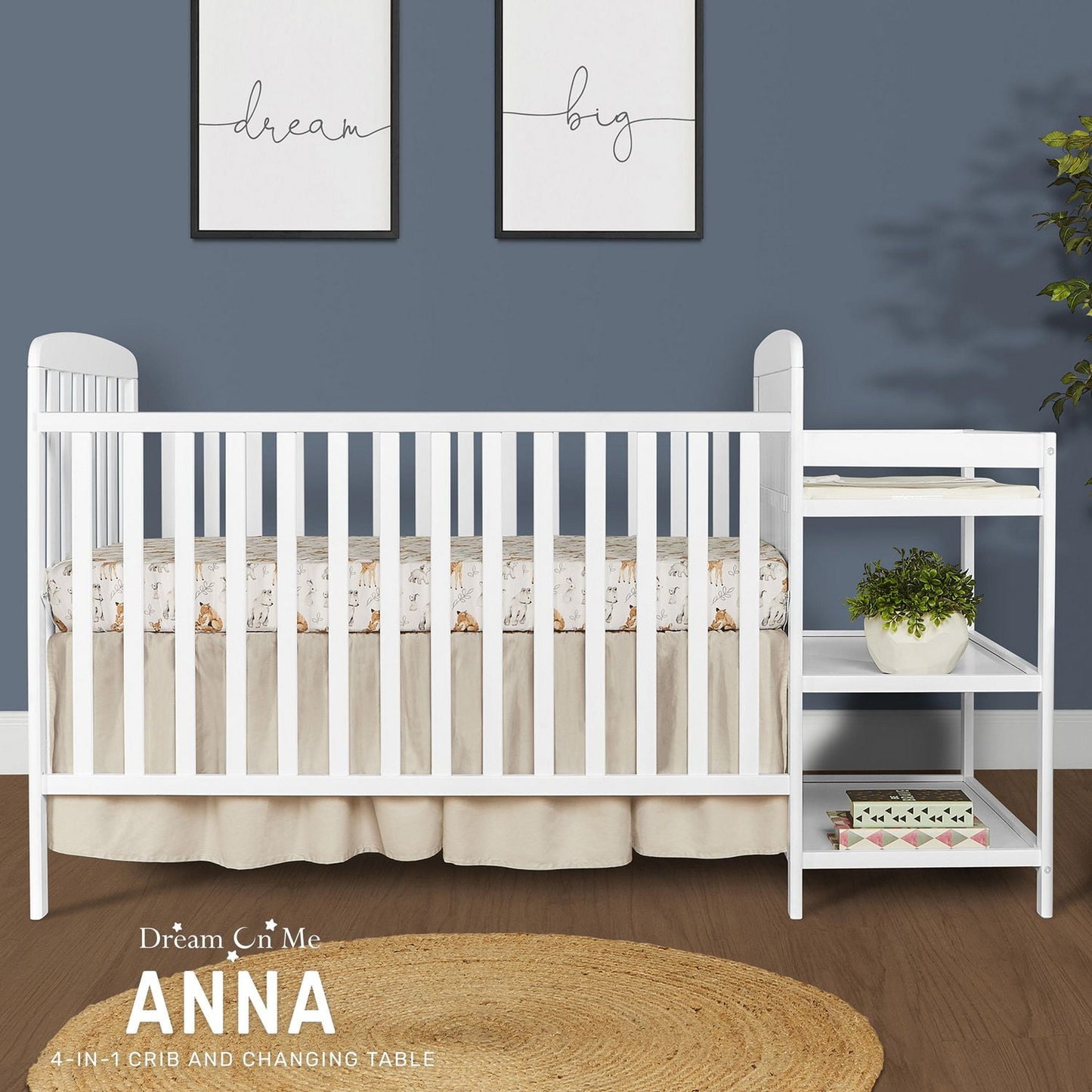 Dream On Me Anna 4 in 1 Full Size Crib and Changing Table Combo