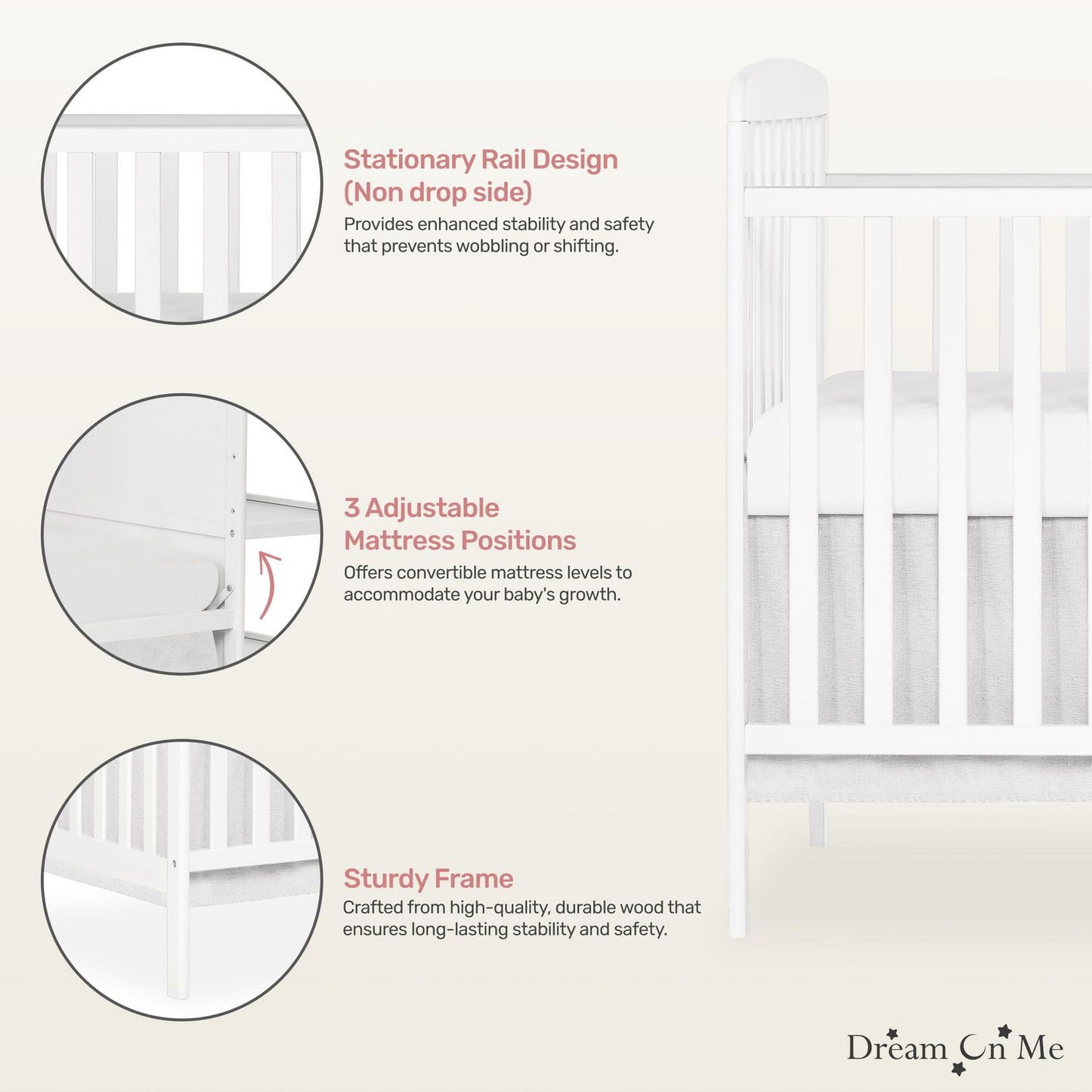 Dream On Me Anna 4 in 1 Full Size Crib and Changing Table Combo