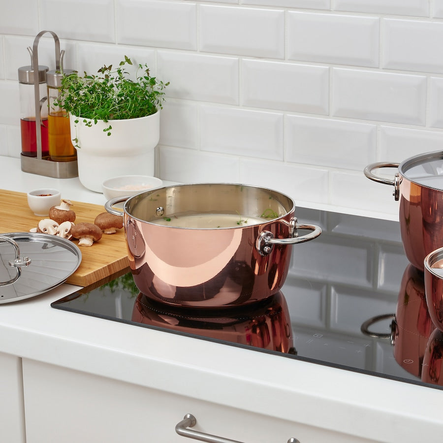 FINMAT Pot with lid, copper/stainless steel