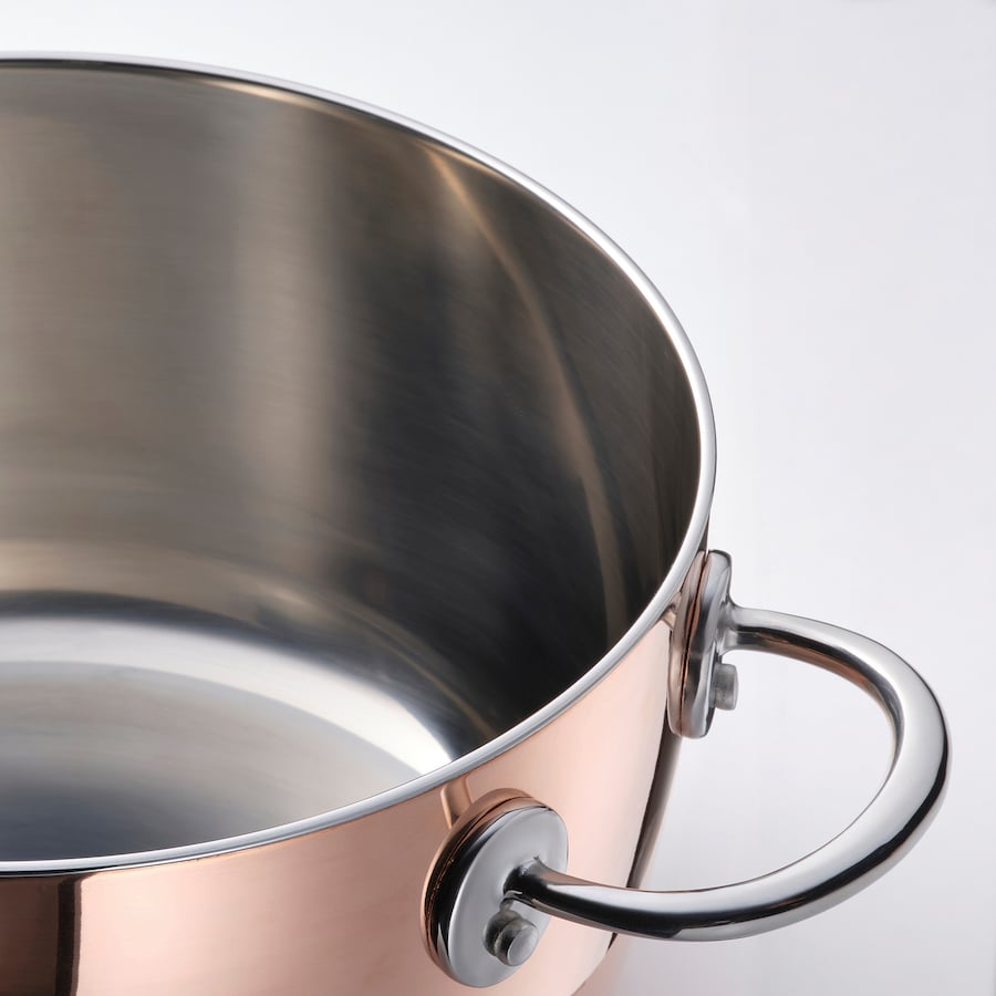 FINMAT Pot with lid, copper/stainless steel