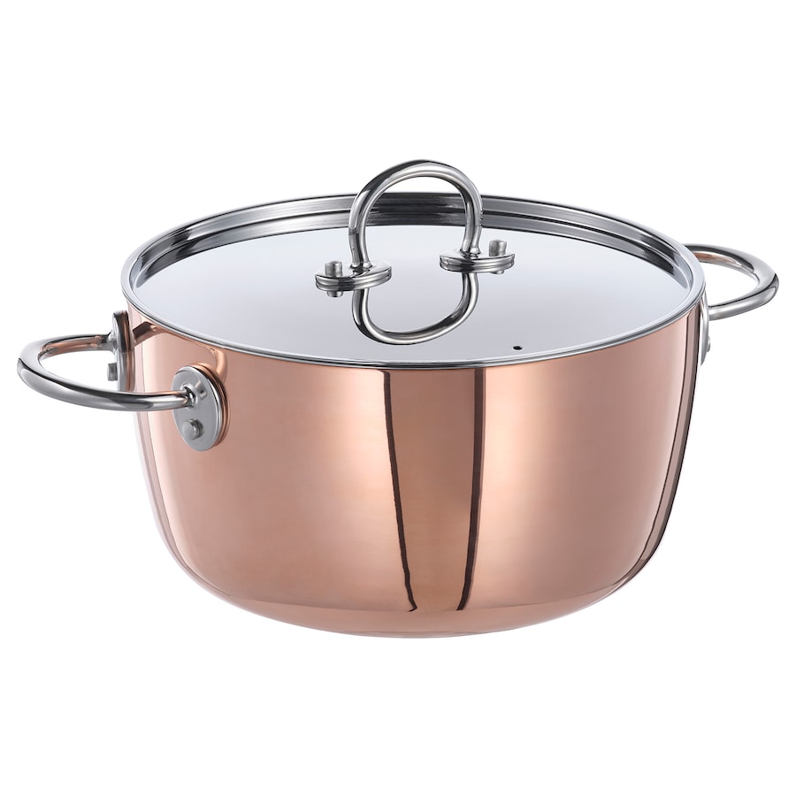 FINMAT Pot with lid, copper/stainless steel