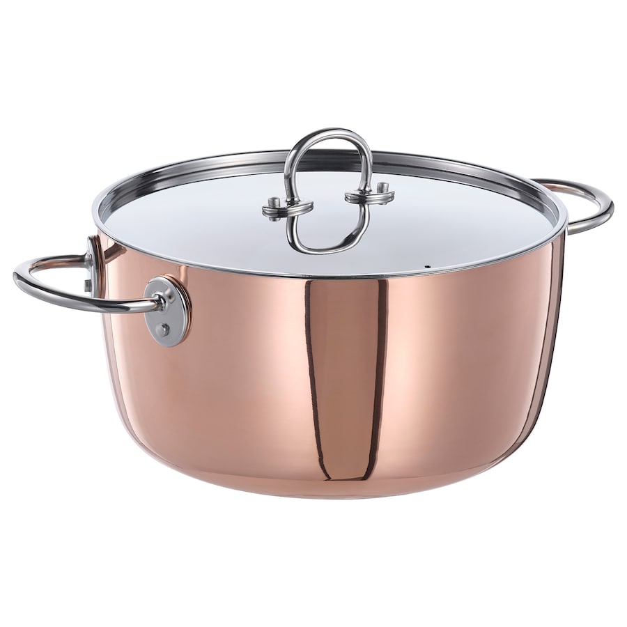 FINMAT Pot with lid, copper/stainless steel