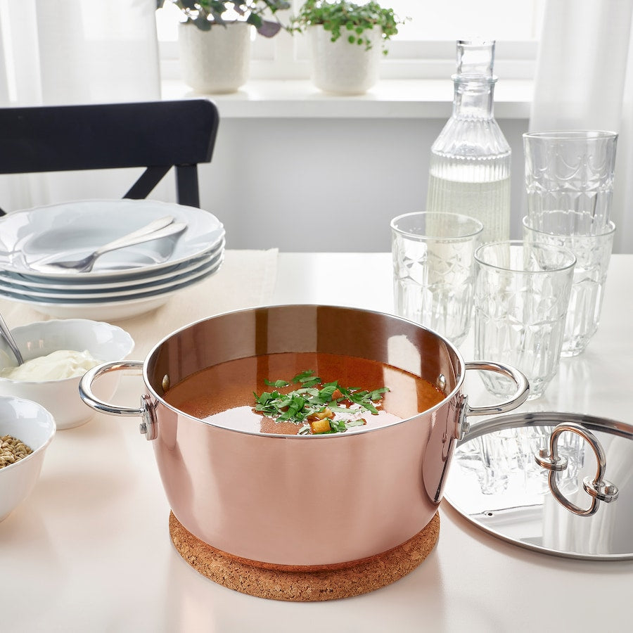 FINMAT Pot with lid, copper/stainless steel