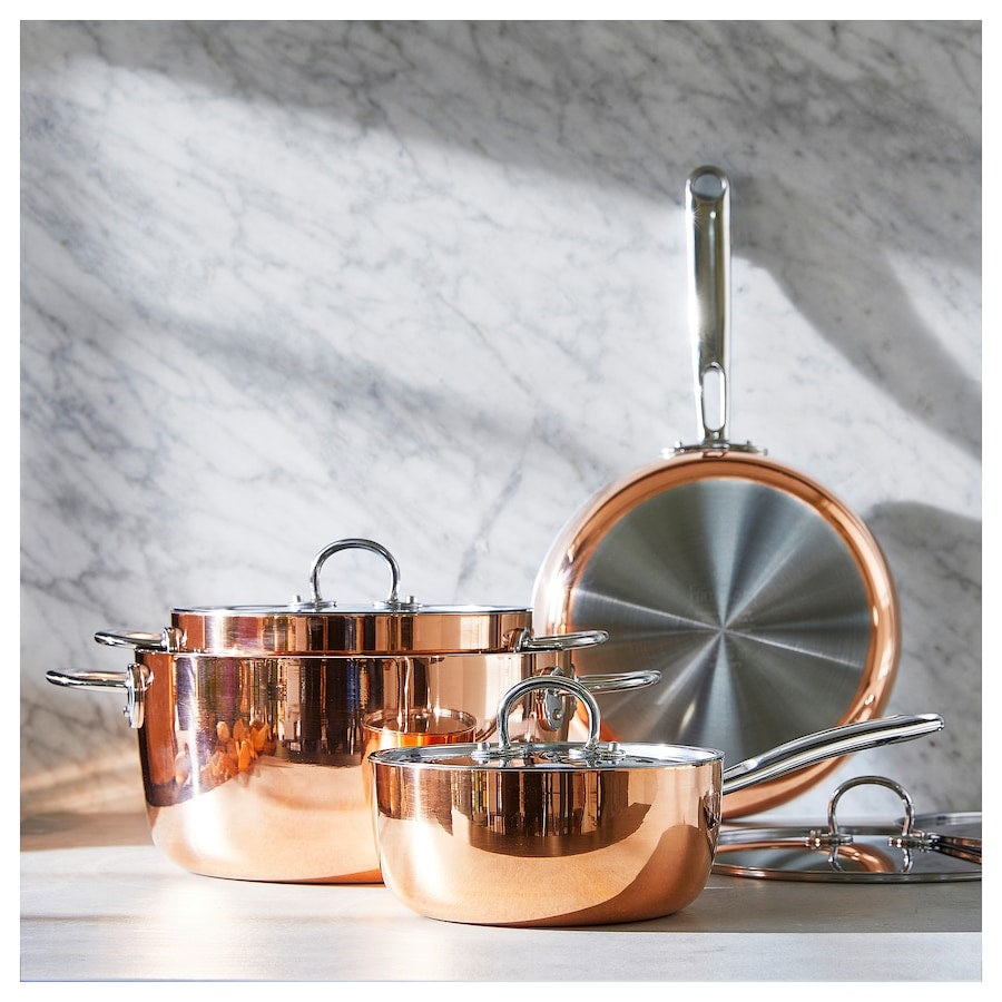 FINMAT Pot with lid, copper/stainless steel