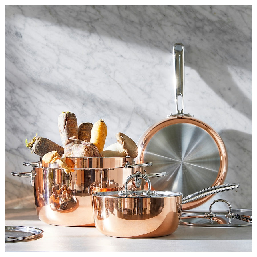 FINMAT Pot with lid, copper/stainless steel