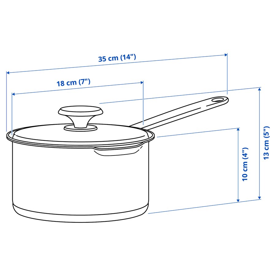 HEMKOMST Saucepan with lid, stainless steel/glass