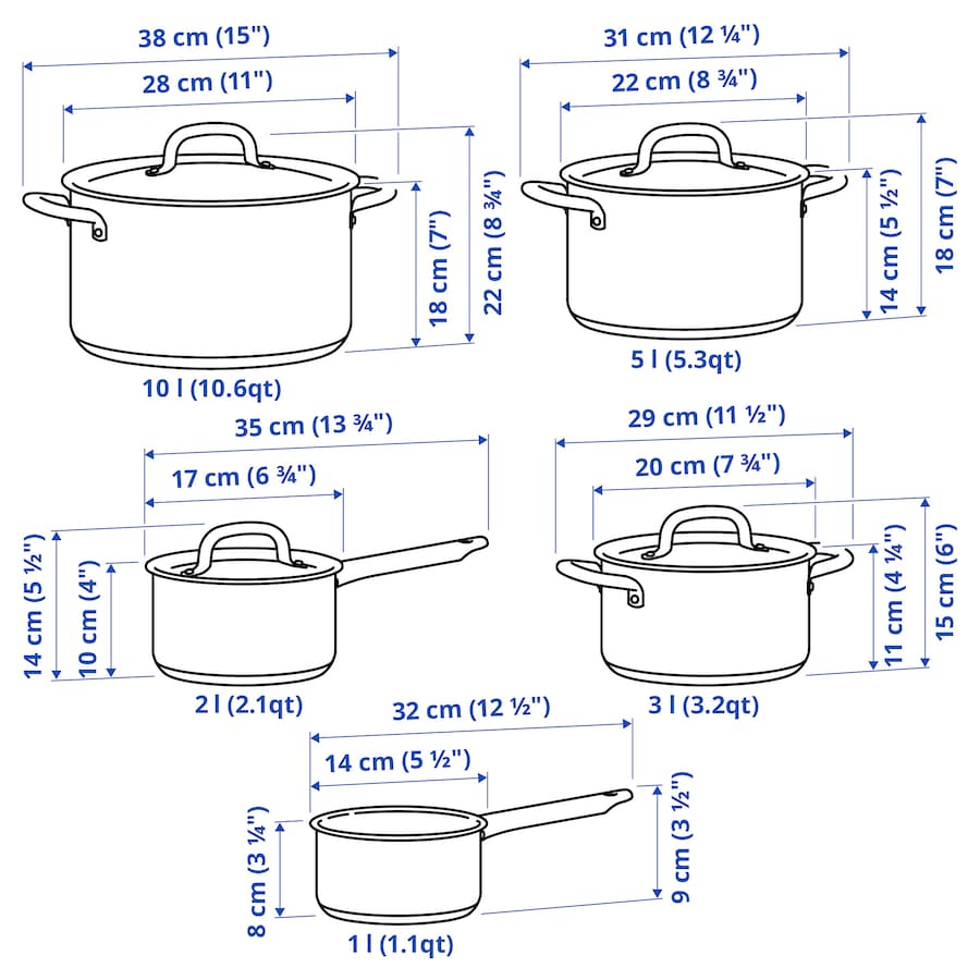 IKEA 365+ 9-piece cookware set, stainless steel