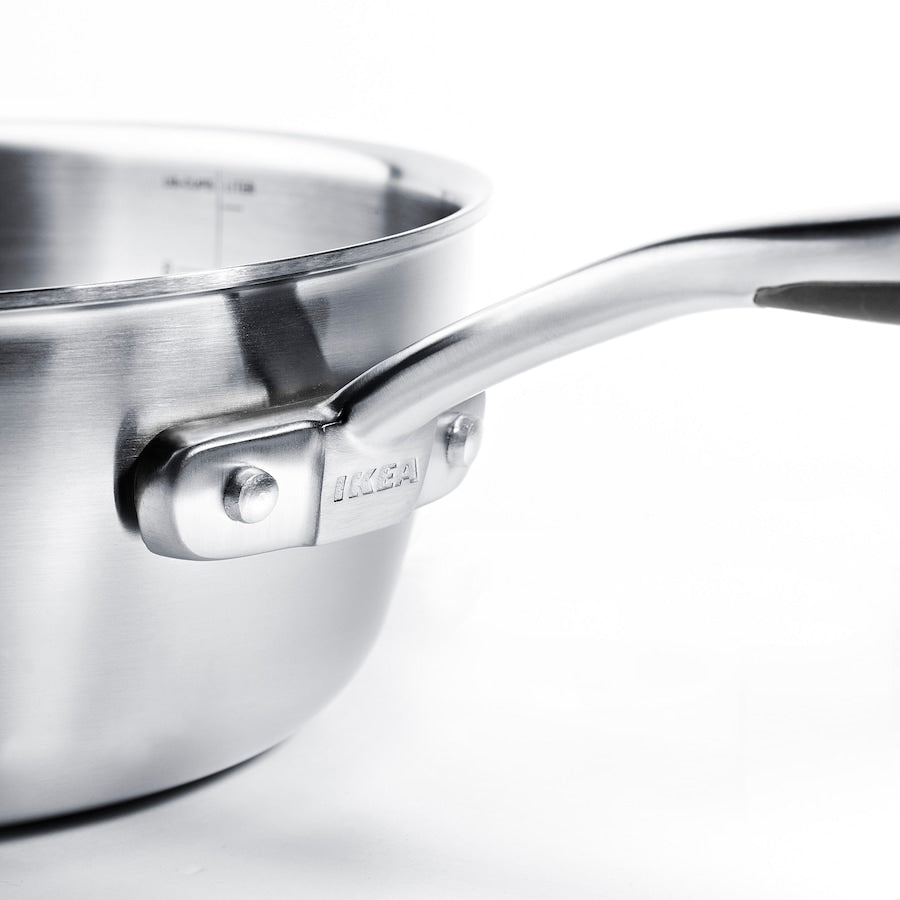 SENSUELL Saucepan with lid, stainless steel/gray