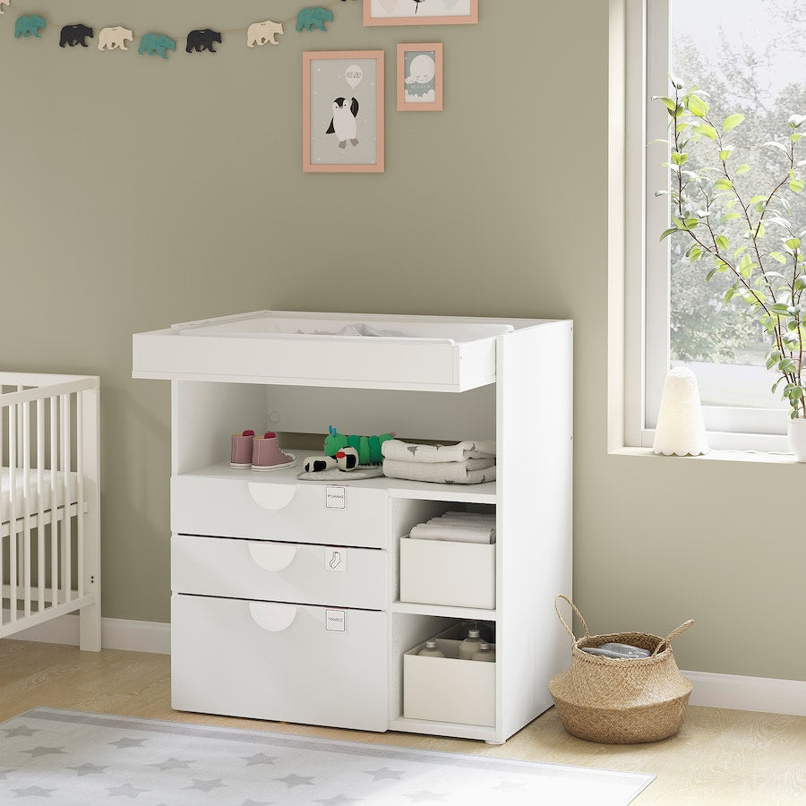 SMÅSTAD Changing table with 3 drawers