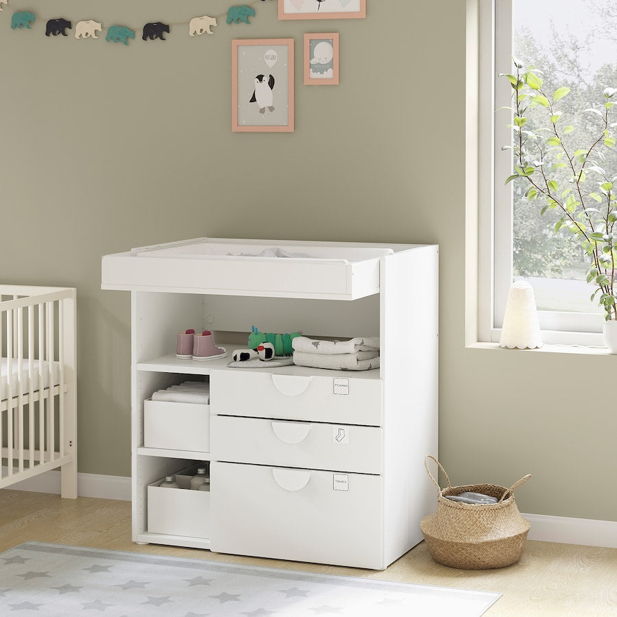 SMÅSTAD Changing table with 3 drawers