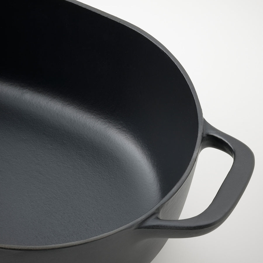 VARDAGEN Casserole with lid, enamelled cast iron matte/black