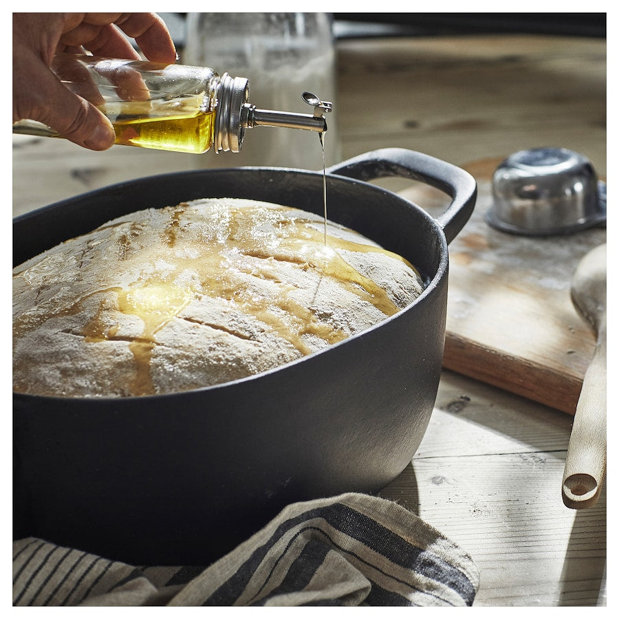 VARDAGEN Casserole with lid, enamelled cast iron matte/black