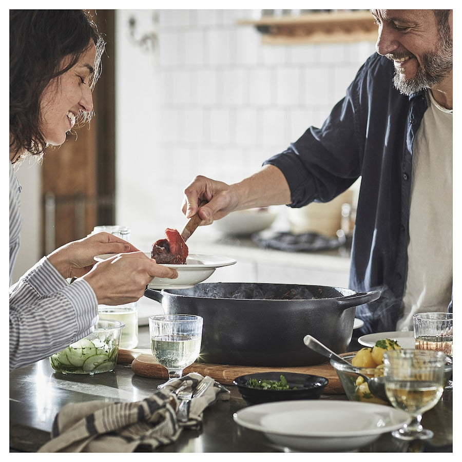 VARDAGEN Casserole with lid, enamelled cast iron matte/black